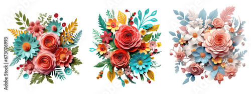 Paper flowers, flower arranging art, and leaves #673076993