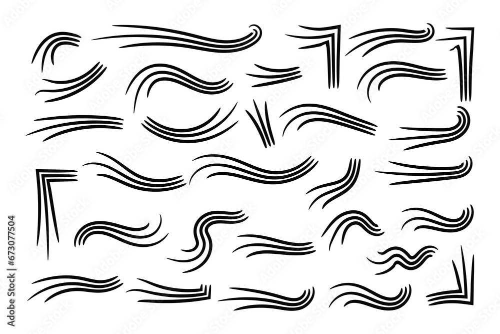 set of hand-drawn Ray Burst Accent Flourish, Word Emphasis accent flourish, doodle Accent design elements and ornaments, word highlight decoration, Decorative elements, accents marks text ornament - obrazy, fototapety, plakaty 