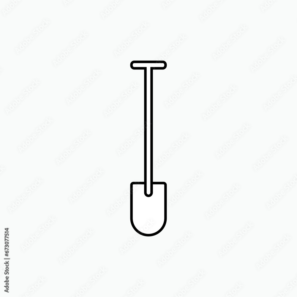 Shovel Icon. Gardening Tool, Dig Equipment Symbol - Vector. Shovel Icon. Gardening Tool, Dig Equipment Symbol - Vector.