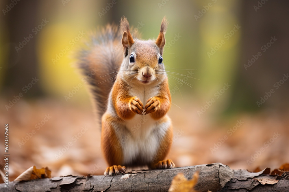Obraz premium 立ち上がる可愛いリス