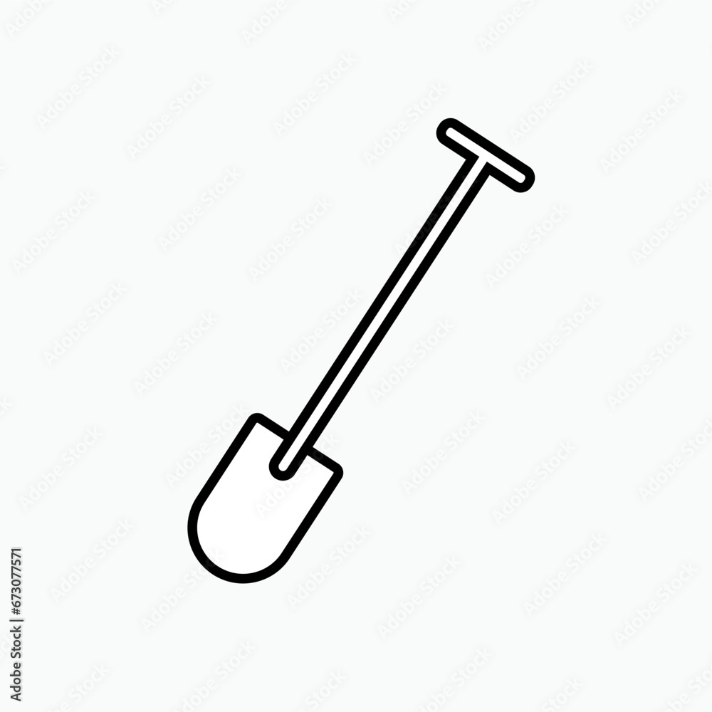 Shovel Icon. Gardening Tool, Dig Equipment Symbol - Vector. Shovel Icon. Gardening Tool, Dig Equipment Symbol - Vector.