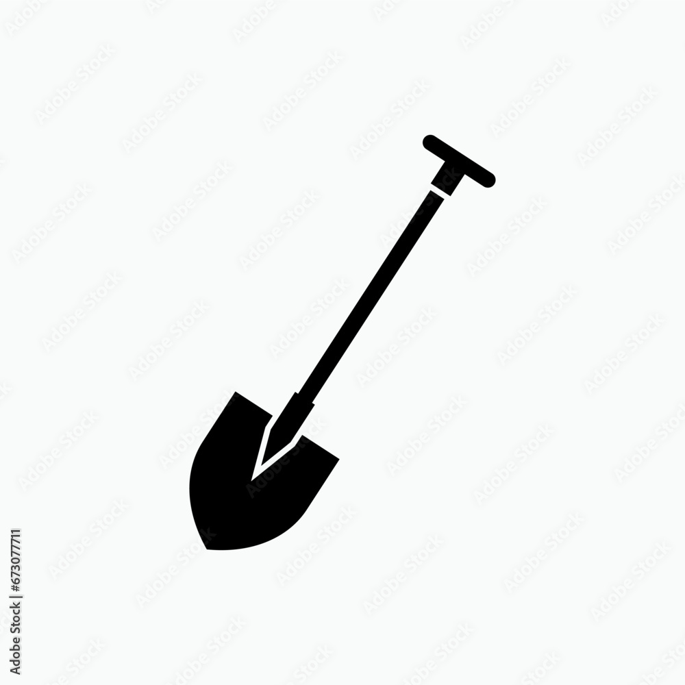 Shovel Icon. Gardening Tool, Dig Equipment Symbol - Vector. Shovel Icon. Gardening Tool, Dig Equipment Symbol - Vector.