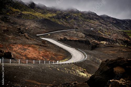 Fototapeta road in vulcano desert