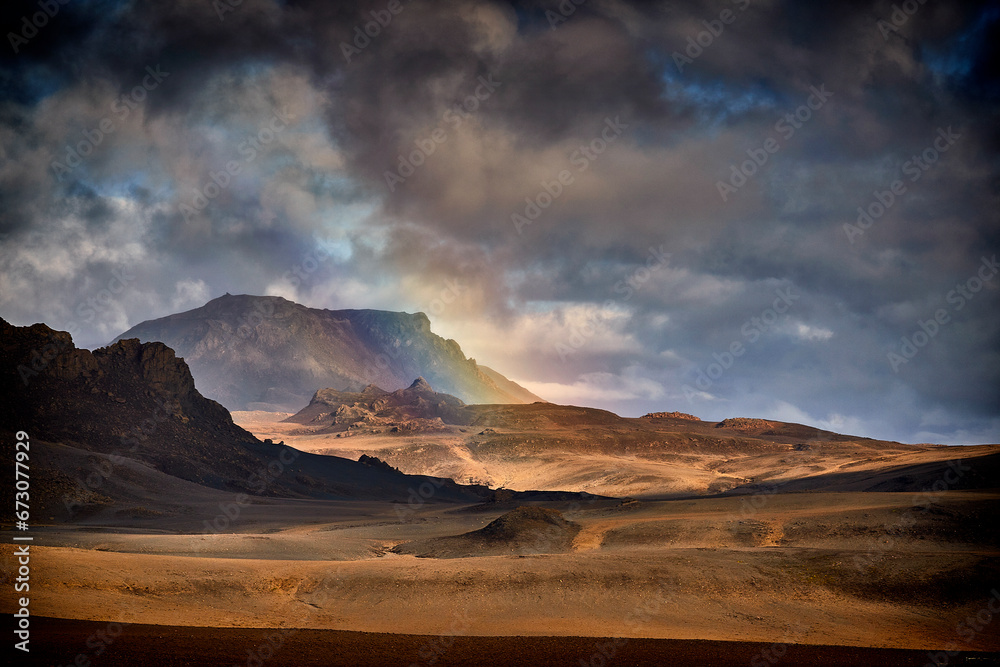 rainbow in the desert, Iceland vulcano desert