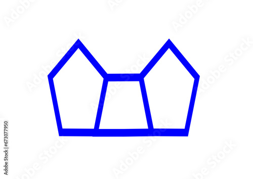 zwei miteinander verbundene blaue fünfecke, moderne kunst, einfaches abstraktes design