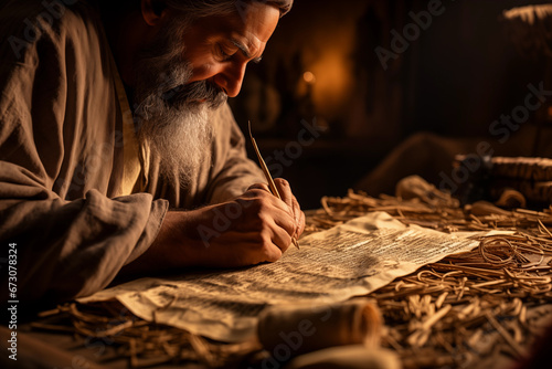 photo capturing the art of papyrus making, where an artisan works on this ancient writing material.