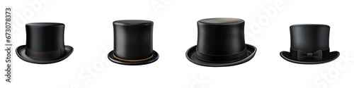 Cylinder black top hat Hyperrealistic Highly Detailed Isolated On Transparent Background Png File