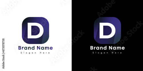 D letter gradient alphabet logo for company