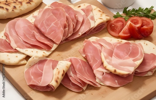 Prosciutto di Parma or Parma Ham, Among the famous mortadella, salami, coppa, and culatello, the cured raw ham stands out, cut into thin slices and accompanied by “piadina,” “gnocco” or “torta fritta,