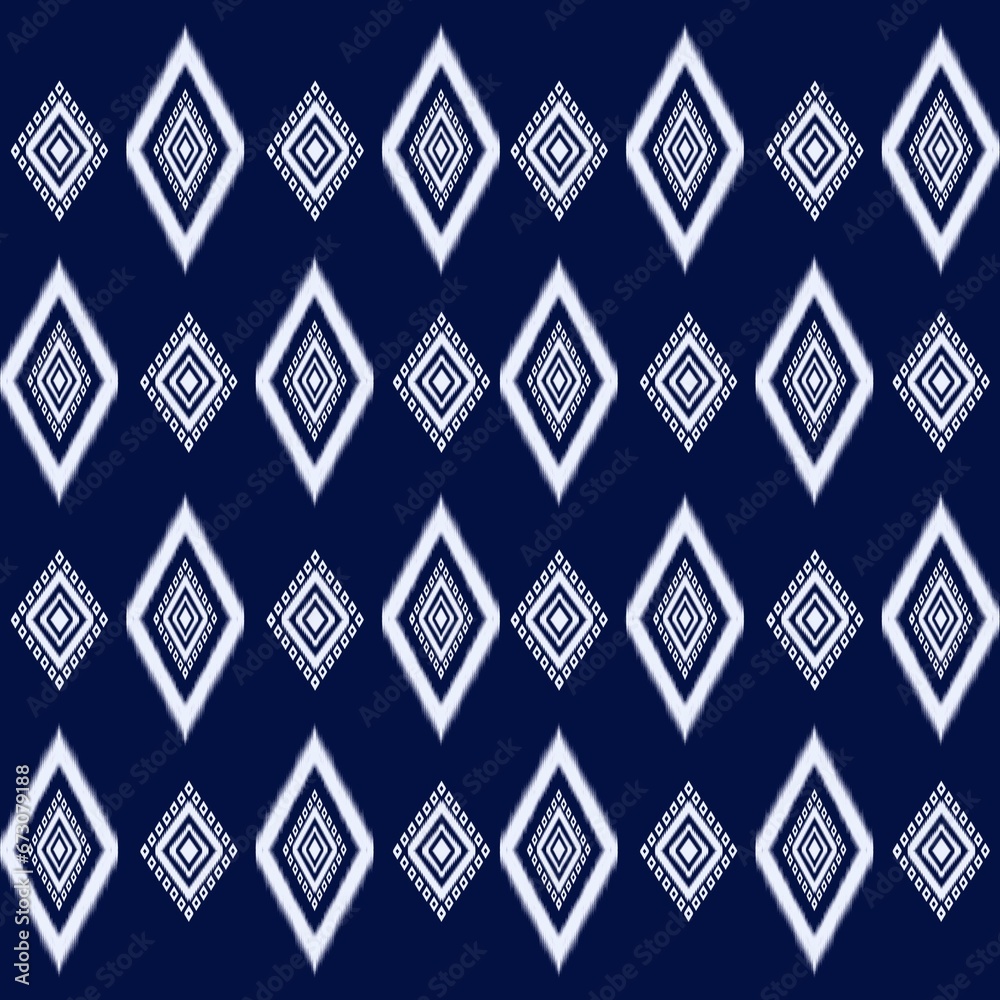 Fototapeta premium Seamless pattern set white and blue color. tribal pattern. local fabric pattern