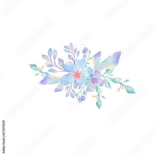 Watercolor spring flower bouquet suitable for wedding invitation, decoration, card and stationery 
