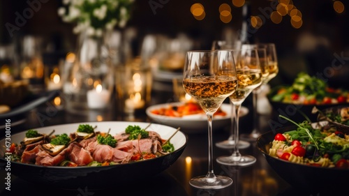 Savory Appetizers and Bubbly Champagne Glasses  A Perfect Catering Service Pairing
