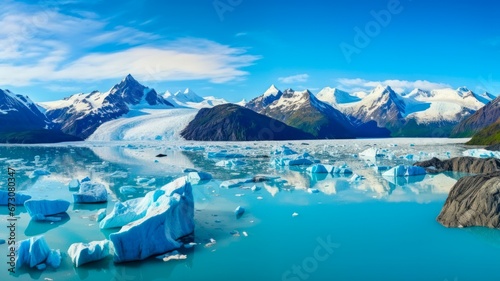 Stunning Alaska Glacier Bay View From Cruise Ship Depicting the Effects of Global Warming on Melting Glaciers with Johns Hopkins Glacier, Mount photo