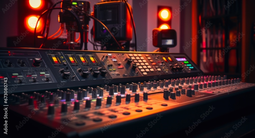 Vintage Music Production Setup: Analog Studio Equipment for Recording and Broadcasting