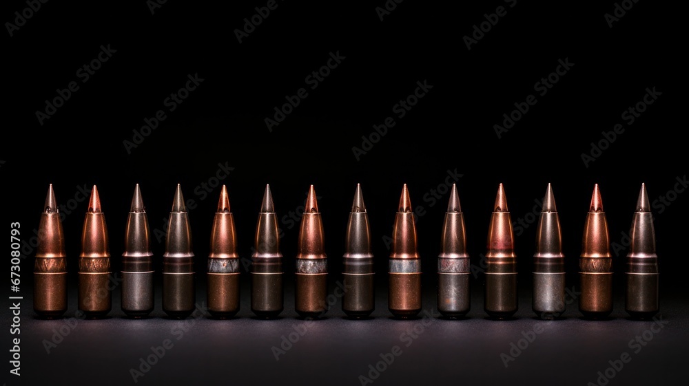 White Background Display of 7.62 Ammunition suitable for Machine Guns and Handguns White Background Display of 7.62 Ammunition suitable for Machine Guns and Handguns