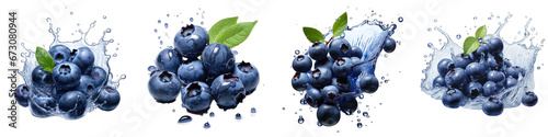 Falling blueberries  Hyperrealistic Highly Detailed Isolated On Transparent Background Png File