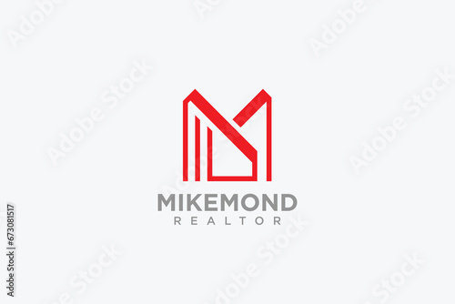 M latter real estate logo and vector icon
