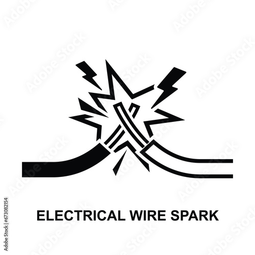 Electric wire spark icon isolated on background vector illustration.