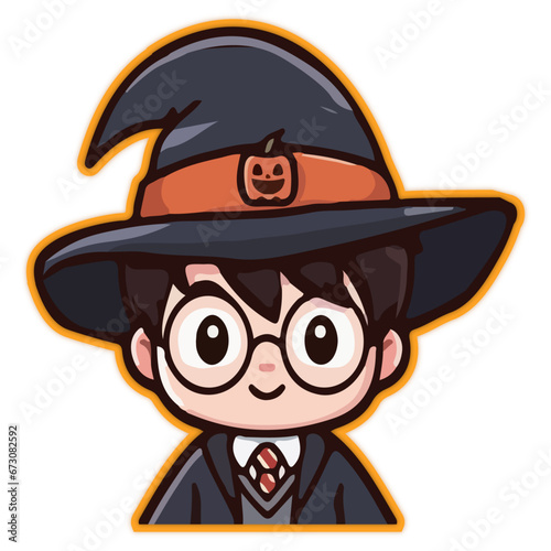 harry potter cartoon with halloween hat photo