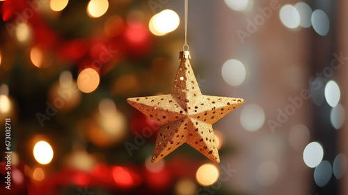 Stars decoration for Christmas or New Year, bokeh background