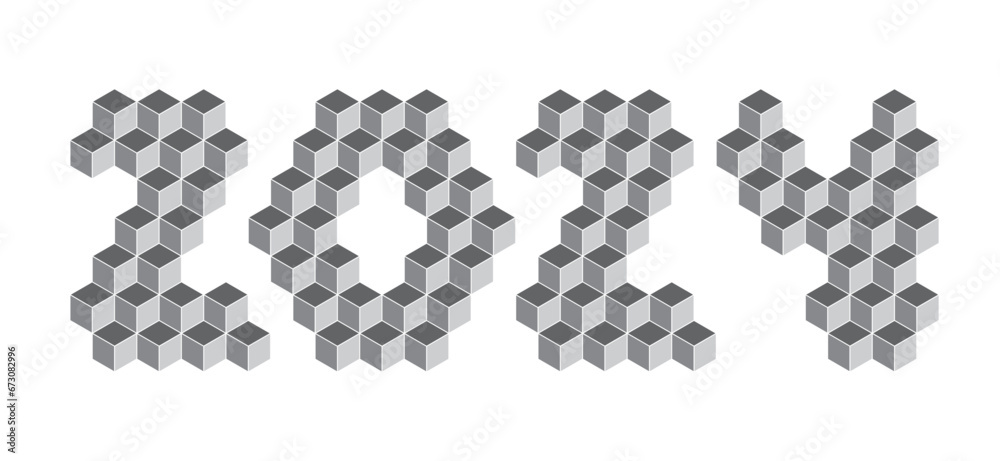 2024 digits from isometric cubes for calendars. Pseudo three dimensional. Vector illustration 2024 digits from isometric cubes for calendars. Pseudo three dimensional. Vector illustration