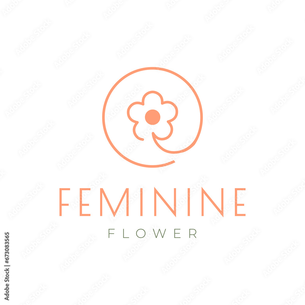 daisy flower feminine line style circle rounded minimalist simple logo design vector icon illustration daisy flower feminine line style circle rounded minimalist simple logo design vector icon illustration