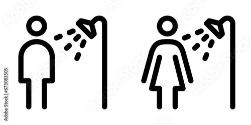 Set of shower room line icons. Editable stroke. Vector graphics