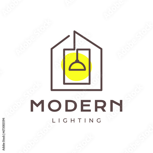 architecture light lamp interior modern minimalist line style simple futuristic logo design vector icon illustration