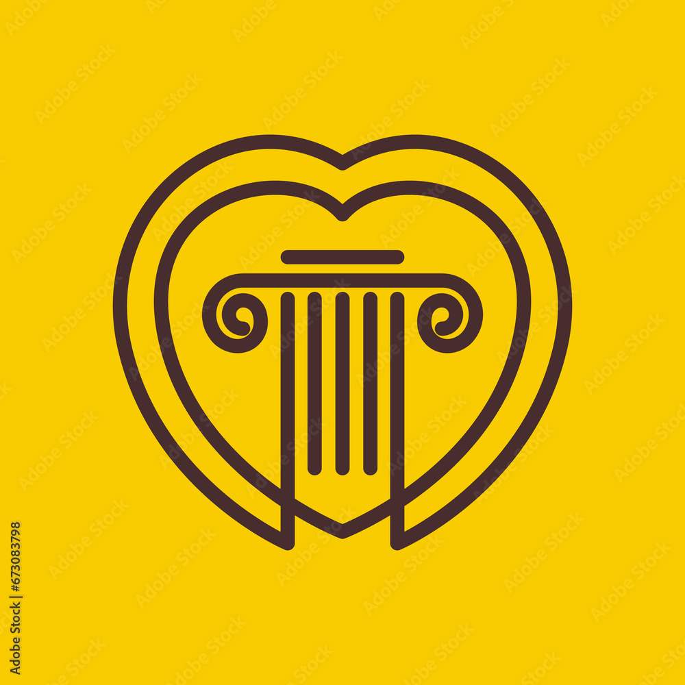 pillar law attorney firm advisor love heart line style simple logo design vector icon illustration pillar law attorney firm advisor love heart line style simple logo design vector icon illustration