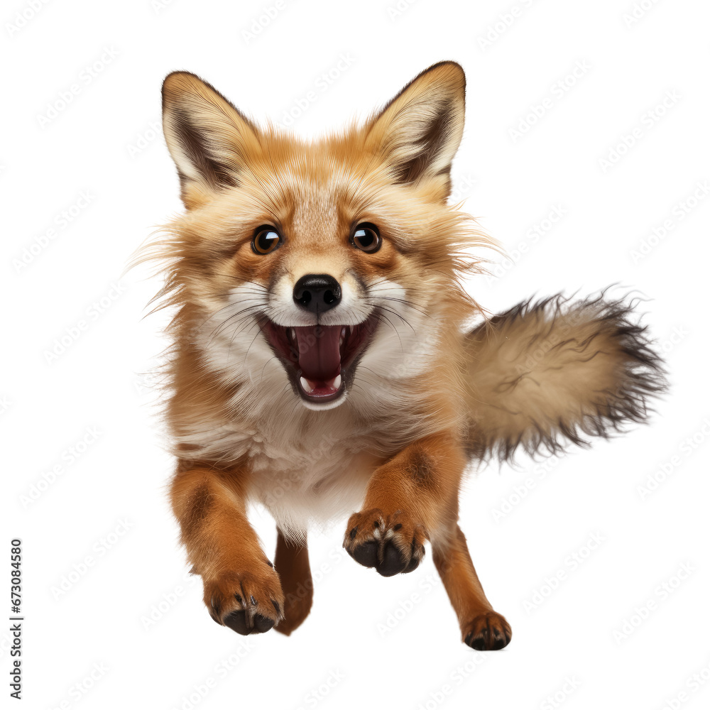 Red fox turning around, two years old, isolated on white - 1 Red fox turning around, two years old, isolated on white - 1