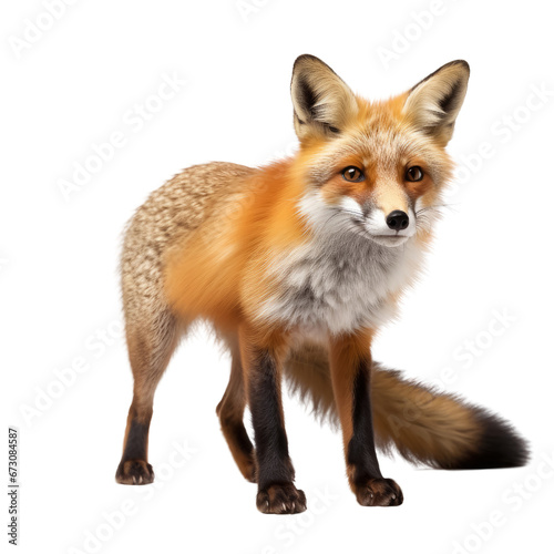 Red fox turning around, two years old, isolated on white - 1