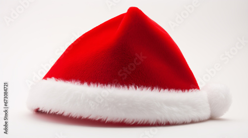Santa Claus hat on the table white background.