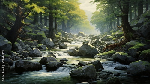 stream in the forest generated by AI