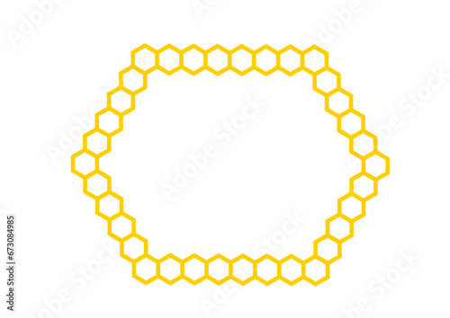 rahmen aus aneinander gereihten sechsecken mit gelber füllung, bienenwaben, modernes abstraktes design, interessante grafik