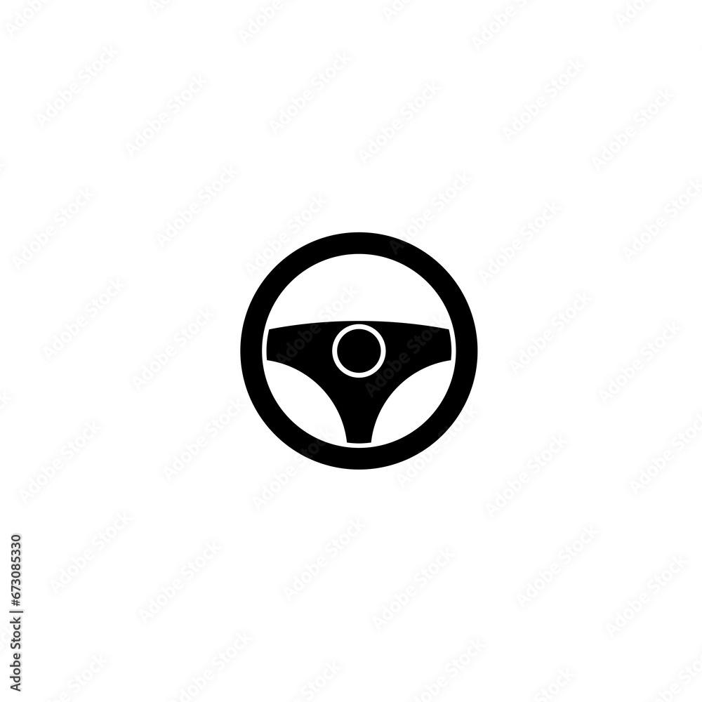 Car steering wheel black icon isolated on white background Car steering wheel black icon isolated on white background