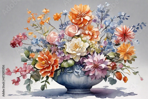 Beautiful bouquet with summer flowers,there are many flowers in a vase on a table,3d rendering flowers blossom floral bouquet decoration, Romantic floral composition.generative ai  © Naima’s Creation