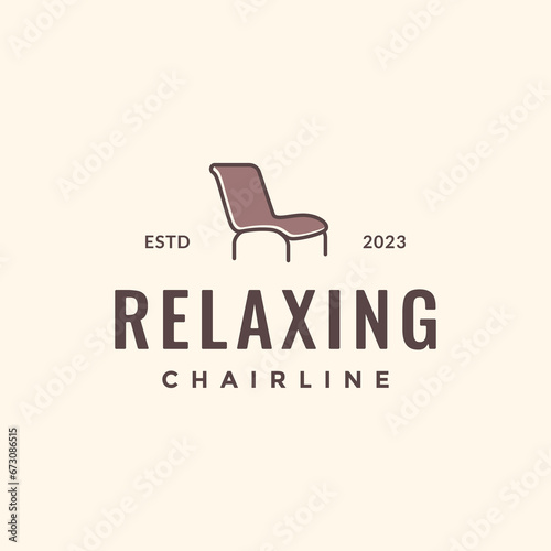 relaxing chair sleep pool furniture modern minimal colored hipster logo design vector icon illustration