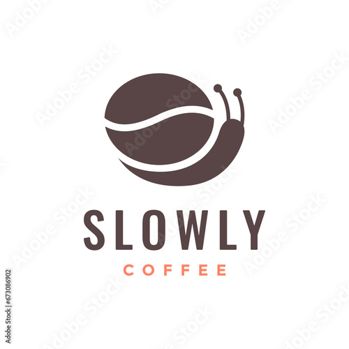 snail with coffee bean slow logo design vector icon illustration