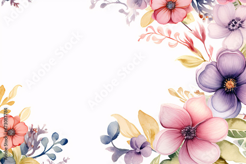 watercolor flowers for design floral background frame generative ai