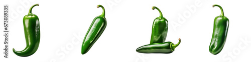 Green jalapeno pepper  Hyperrealistic Highly Detailed Isolated On Transparent Background Png File photo