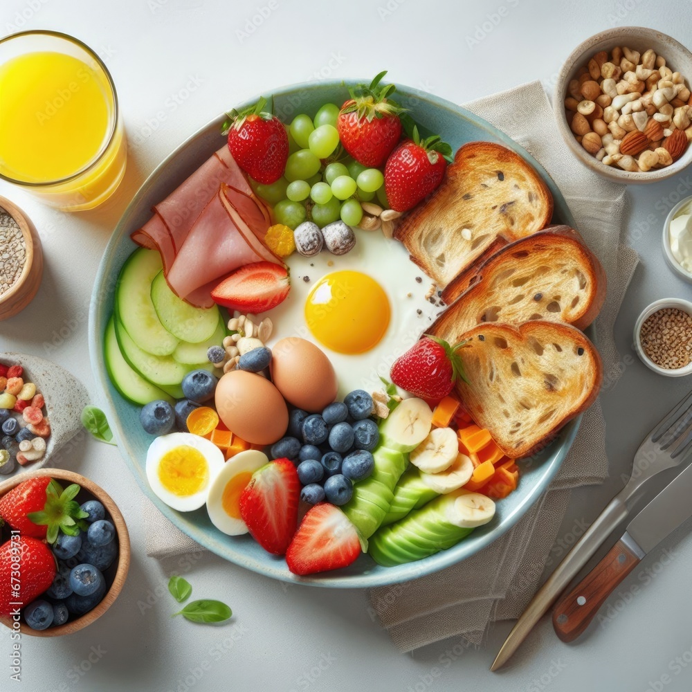 top view to a healthy breakfast, top view to a healthy breakfast,