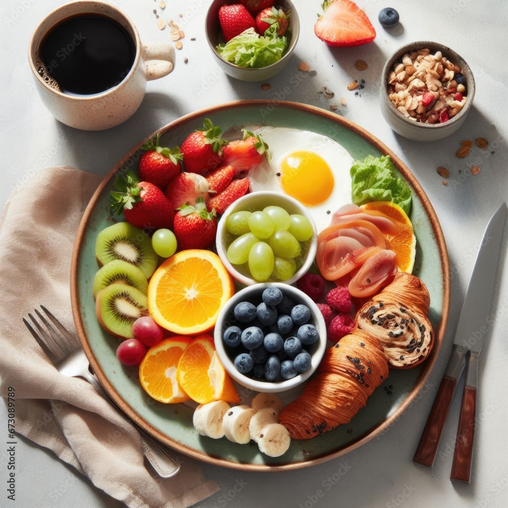 top view to a healthy breakfast, top view to a healthy breakfast,