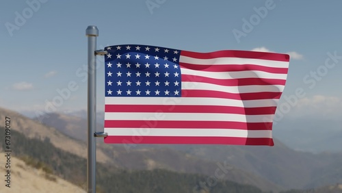 american flag isolated on white