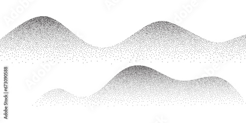 Wave grain pattern background. Abstract dot stipple lines, black noise dotes, sand texture, grainy effect, vector illustration isolated on white background © backup_studio