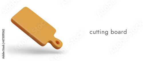 Kitchen rectangular cutting board. Realistic isolated object with shadow. Concept for store of household goods. Advertising for culinary school, course. Vector template