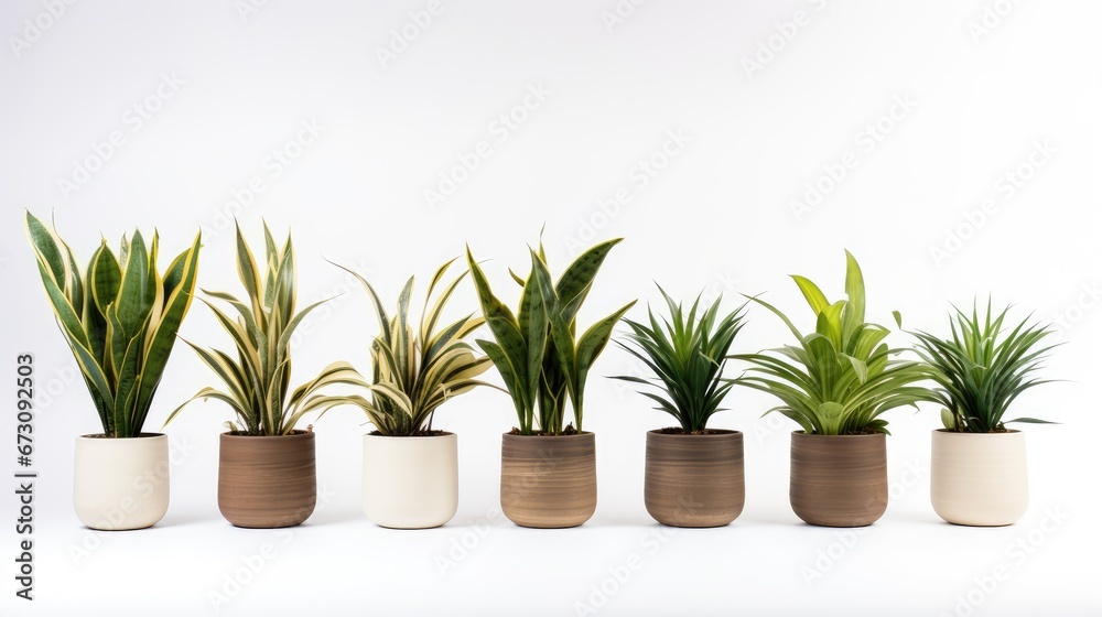 plants in pots isolate on white background