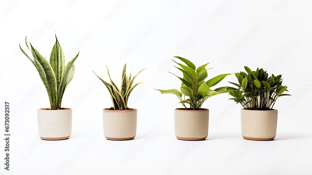 plants in pots isolate on white background plants in pots isolate on white background