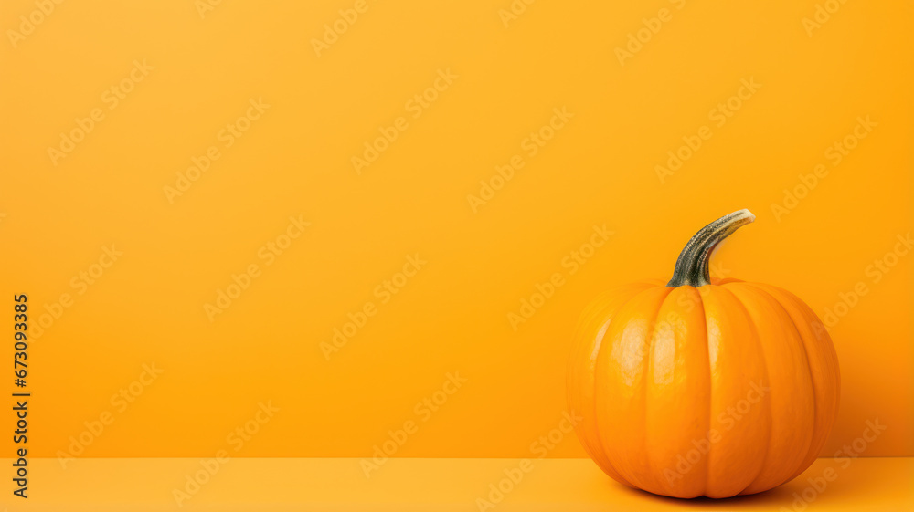 Minimalist Pumpkin on Yellow Background Minimalist Pumpkin on Yellow Background