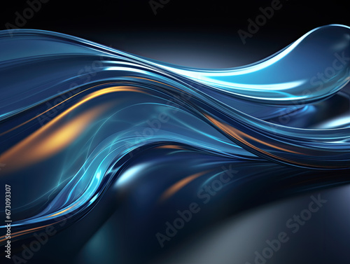 Dark backgrounds, modern creative graphic art wallpaper with blue glossy abstract texture design. photo