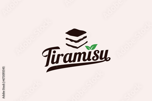 Tiramisu logo with a beautiful combination of tiramisu and lettering. tiramisu vector for bakery, cafe, cake shop, etc